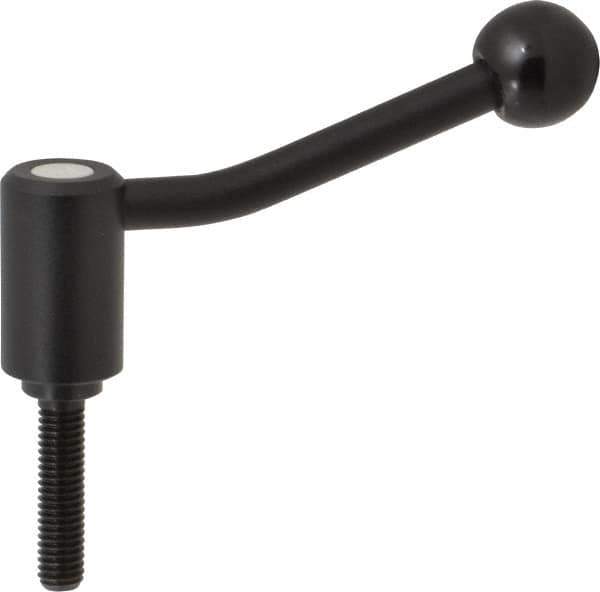 KIPP - 3/8-16, 0.94" Hub Diam, Steel Threaded Stud Adjustable Tension Lever with 20° Handle - 1.57" Stud Length, 3.46" OAL, 2.3" High - Exact Tool & Supply