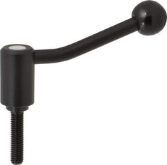 KIPP - 3/8-16, 0.94" Hub Diam, Steel Threaded Stud Adjustable Tension Lever with 20° Handle - 1.57" Stud Length, 3.46" OAL, 2.3" High - Exact Tool & Supply