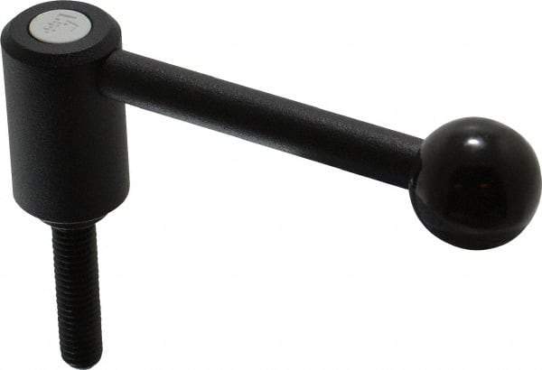 KIPP - 3/8-16, 0.94" Hub Diam, Steel Threaded Stud Adjustable Tension Lever with 0° Handle - 1.57" Stud Length, 3.62" OAL, 1.46" High - Exact Tool & Supply