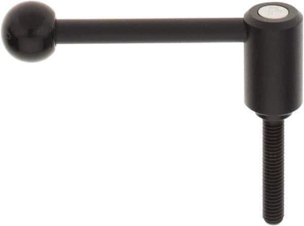 KIPP - 3/8-16, 0.94" Hub Diam, Steel Threaded Stud Adjustable Tension Lever with 0° Handle - 1.97" Stud Length, 3.62" OAL, 1.46" High - Exact Tool & Supply