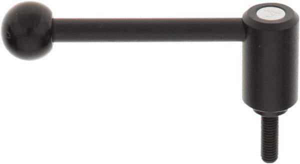 KIPP - M8 x 1.25, 0.94" Hub Diam, Steel Threaded Stud Adjustable Tension Lever with 0° Handle - 0.98" Stud Length, 3.62" OAL, 1.46" High - Exact Tool & Supply
