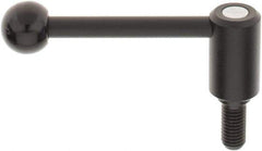 KIPP - M12 x 1.75, 0.94" Hub Diam, Steel Threaded Stud Adjustable Tension Lever with 0° Handle - 0.98" Stud Length, 3.62" OAL, 1.46" High - Exact Tool & Supply