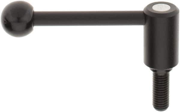 KIPP - M12 x 1.75, 0.94" Hub Diam, Steel Threaded Stud Adjustable Tension Lever with 0° Handle - 1.18" Stud Length, 3.62" OAL, 1.46" High - Exact Tool & Supply