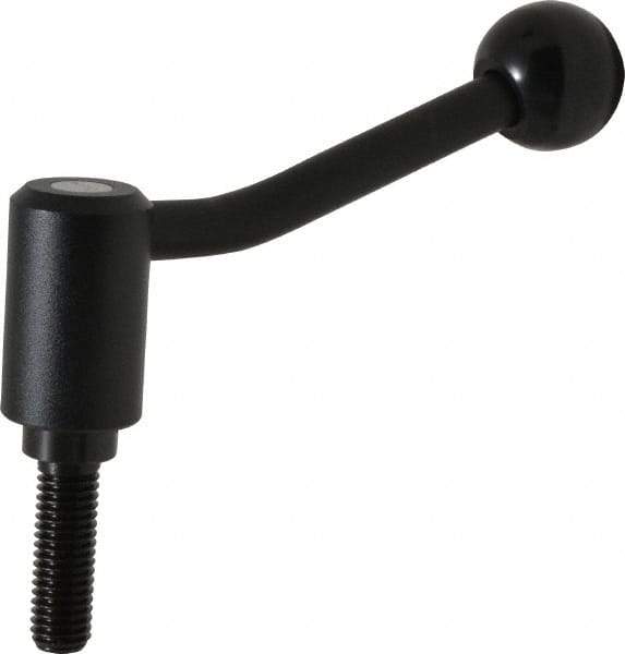 KIPP - 1/2-13, 1.1" Hub Diam, Steel Threaded Stud Adjustable Tension Lever with 20° Handle - 1.57" Stud Length, 4.17" OAL, 2.7" High - Exact Tool & Supply