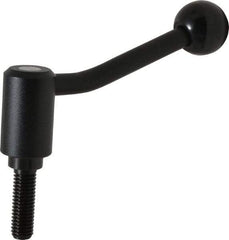 KIPP - 1/2-13, 1.1" Hub Diam, Steel Threaded Stud Adjustable Tension Lever with 20° Handle - 1.57" Stud Length, 4.17" OAL, 2.7" High - Exact Tool & Supply