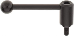 KIPP - 1/2-13, 1.3" Hub Diam, Steel Threaded Stud Adjustable Tension Lever with 0° Handle - 0.98" Stud Length, 5.3" OAL, 1.85" High - Exact Tool & Supply