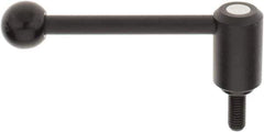 KIPP - 1/2-13, 1.3" Hub Diam, Steel Threaded Stud Adjustable Tension Lever with 0° Handle - 1.18" Stud Length, 5.3" OAL, 1.85" High - Exact Tool & Supply
