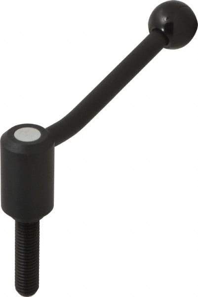KIPP - 5/8-11, 1.3" Hub Diam, Steel Threaded Stud Adjustable Tension Lever with 20° Handle - 2.36" Stud Length, 5.06" OAL, 3.19" High - Exact Tool & Supply