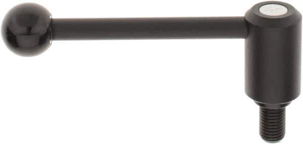 KIPP - M16 x 2.0, 1.3" Hub Diam, Steel Threaded Stud Adjustable Tension Lever with 0° Handle - 0.98" Stud Length, 5.3" OAL, 1.85" High - Exact Tool & Supply