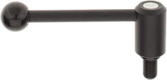 KIPP - M16 x 2.0, 1.3" Hub Diam, Steel Threaded Stud Adjustable Tension Lever with 0° Handle - 0.98" Stud Length, 5.3" OAL, 1.85" High - Exact Tool & Supply