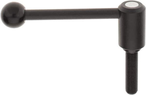 KIPP - M16 x 2.0, 1.3" Hub Diam, Steel Threaded Stud Adjustable Tension Lever with 0° Handle - 2.36" Stud Length, 5.3" OAL, 1.85" High - Exact Tool & Supply