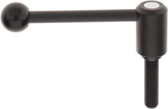 KIPP - M16 x 2.0, 1.3" Hub Diam, Steel Threaded Stud Adjustable Tension Lever with 0° Handle - 2.36" Stud Length, 5.3" OAL, 1.85" High - Exact Tool & Supply