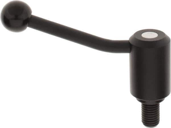 KIPP - 3/4-10, 1.61" Hub Diam, Steel Threaded Stud Adjustable Tension Lever with 20° Handle - 1.18" Stud Length, 5.06" OAL, 3.52" High - Exact Tool & Supply