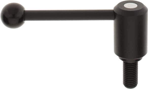 KIPP - 3/4-10, 1.61" Hub Diam, Steel Threaded Stud Adjustable Tension Lever with 0° Handle - 1.57" Stud Length, 5.3" OAL, 2.22" High - Exact Tool & Supply