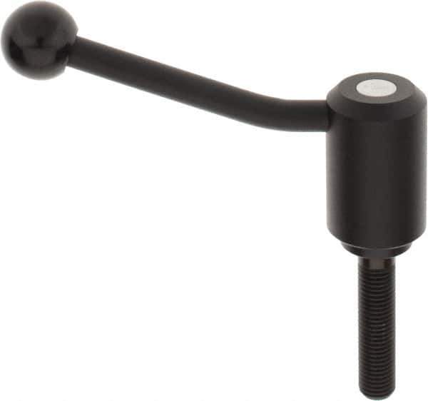 KIPP - M16 x 2.0, 1.61" Hub Diam, Steel Threaded Stud Adjustable Tension Lever with 20° Handle - 2-3/4" Stud Length, 5.06" OAL, 3.52" High - Exact Tool & Supply