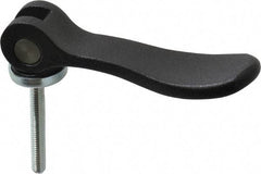 KIPP - #10-32, 0.59" Hub Diam, Black Powder Coat Cast Aluminum Adjustable Clamping Handle - 1.18" Stud Length - Exact Tool & Supply
