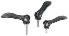KIPP - M6 x 1.0, 0.59" Hub Diam, Black Powder Coat Cast Aluminum Adjustable Clamping Handle - 1.18" Stud Length - Exact Tool & Supply