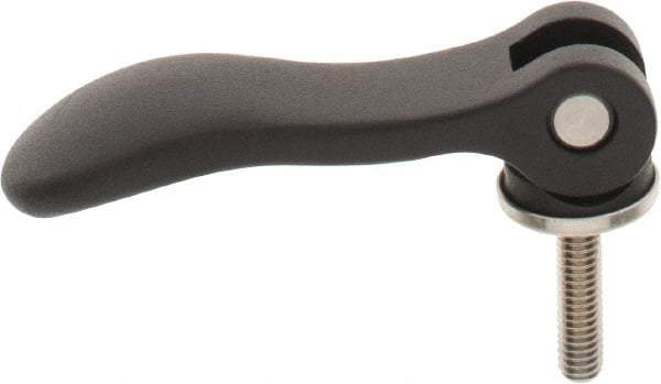 KIPP - 5/16-18, 0.94" Hub Diam, Black Powder Coat Aluminum (Stainless Steel Inserts) Adjustable Clamping Handle - 1.18" Stud Length - Exact Tool & Supply