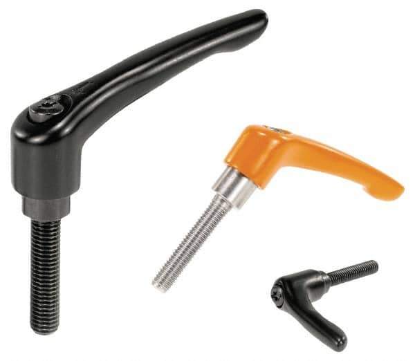 KIPP - M4 x 0.7, 13mm Hub Diam, Zinc Die Cast (Steel Components) Threaded Stud Adjustable Clamping Handle - 30mm Stud Length, 47mm OAL, 31mm High - Exact Tool & Supply