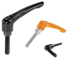 KIPP - #10-32, 0.55" Hub Diam, Zinc Die Cast (Stainless Steel Components) Stud Type Adjustable Clamping Handle - 0.78" Stud Length, 1.85" OAL, 1.22" High - Exact Tool & Supply