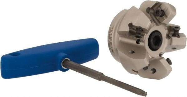 Iscar - 2" Cut Diam, 3/4" Arbor Hole, 0.276" Max Depth of Cut, 45° Indexable Chamfer & Angle Face Mill - 5 Inserts, S845 SX.U 16.. Insert, Right Hand Cut, 5 Flutes, Through Coolant, Series Helido - Exact Tool & Supply