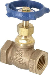 Legend Valve - 1/2" Pipe, FNPT Ends, Brass Rising Stem Globe Valve - Bronze Disc, Bolted Bonnet, 200 psi WOG, 125 psi WSP, Class 125 - Exact Tool & Supply
