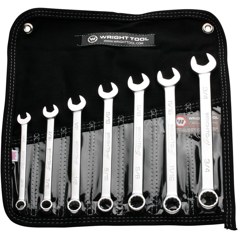 Wright Tool & Forge - 7 Pc, 3/8 - 3/4", 12-Point Combination Wrench Set - Exact Tool & Supply