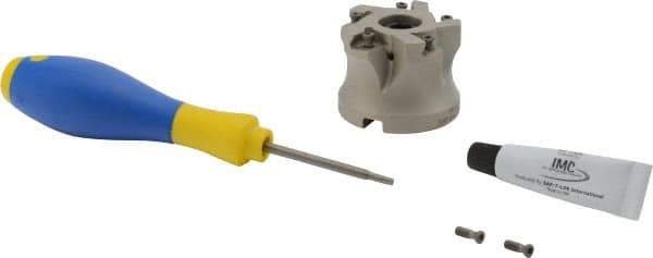 Iscar - 5 Inserts, 2" Cut Diam, 3/4" Arbor Diam, 0.118" Max Depth of Cut, Indexable Square-Shoulder Face Mill - 0/90° Lead Angle, 1.57" High, HTP LN.. 1006 Insert Compatibility, Through Coolant, Series TangPlunge - Exact Tool & Supply