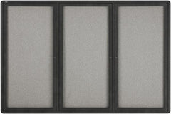 Quartet - 72" Wide x 48" High Enclosed Cork Bulletin Board - Gray - Exact Tool & Supply