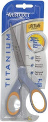 Clauss - 2-3/4" LOC, 7" OAL Titanium Standard Shears - Ambidextrous, Straight Handle, For General Purpose Use - Exact Tool & Supply
