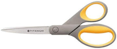 Clauss - 3-1/4" LOC, 8" OAL Titanium Standard Shears - Ambidextrous, Straight Handle, For General Purpose Use - Exact Tool & Supply