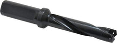 Allied Machine and Engineering - Series 0.5, 39/64 to 11/16" Diam, 3/4" Diam Straight Shank with Flange, Helical Flute Spade Drill - 2-1/2" Max Depth, 3-47/64" Body Length, 5-21/32" OAL, Standard Length, Through Coolant - Exact Tool & Supply