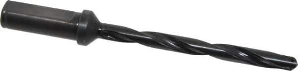 Allied Machine and Engineering - Series Z, 7/16 to 1/2" Diam, 3/4" Diam Straight Shank with Flange, Helical Flute Spade Drill - 4-3/8" Max Depth, 5-5/8" Body Length, 7-9/16" OAL, Extended Length, Through Coolant - Exact Tool & Supply