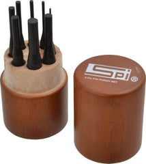 SPI - 8 Piece, 1/16 to 5/16", Pin Punch Set - Round Shank, Comes in Custom Wood Case - Exact Tool & Supply