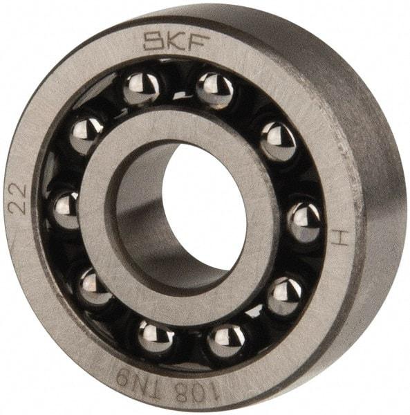 SKF - 8mm Bore Diam, 22mm OD, Open Self Aligning Radial Ball Bearing - 7mm Wide, 2 Rows, Round Bore, 126 Lb Static Capacity, 596 Lb Dynamic Capacity - Exact Tool & Supply