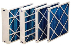 Made in USA - 12" Noml Height x 24" Noml Width x 1" Noml Depth, 30 to 35% Capture Efficiency, Wire-Backed Pleated Air Filter - MERV 8, Synthetic with Antimicrobial Protection, Integrated Beverage Board Frame, 300 Max FPM, 600 CFM, For Any Unit - Exact Tool & Supply