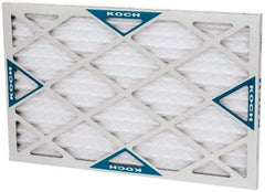 Made in USA - 16" Noml Height x 25" Noml Width x 1" Noml Depth, 30 to 35% Capture Efficiency, Wire-Backed Pleated Air Filter - MERV 8, Synthetic with Antimicrobial Protection, Integrated Beverage Board Frame, 300 Max FPM, 840 CFM, For Any Unit - Exact Tool & Supply