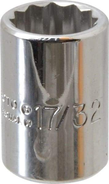 Proto - 17/32", 3/8" Drive, Standard Hand Socket - 12 Points, 1-1/8" OAL, Alloy Steel, Chrome Finish - Exact Tool & Supply