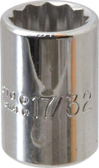 Proto - 17/32", 3/8" Drive, Standard Hand Socket - 12 Points, 1-1/8" OAL, Alloy Steel, Chrome Finish - Exact Tool & Supply