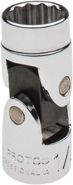 Proto - 1/2", 3/8" Drive, Hand Socket - 12 Points, 2" OAL, Chrome Finish - Exact Tool & Supply