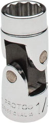 Proto - 1/2", 3/8" Drive, Hand Socket - 12 Points, 2" OAL, Chrome Finish - Exact Tool & Supply