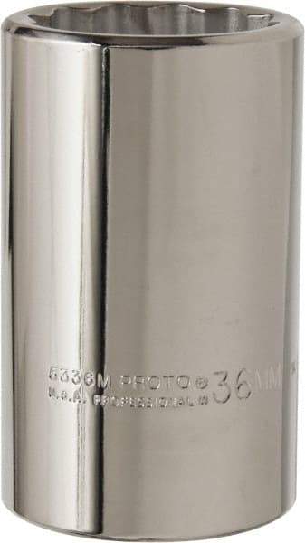 Proto - 1/2" Drive, Deep Hand Socket - 12 Points, 3-1/4" OAL, Alloy Steel, Chrome Finish - Exact Tool & Supply