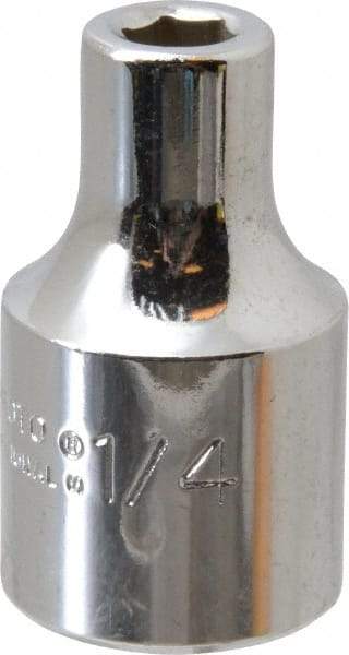 Proto - 1/4", 1/2" Drive, Standard Hand Socket - 6 Points, 1-31/64" OAL, Alloy Steel, Chrome Finish - Exact Tool & Supply