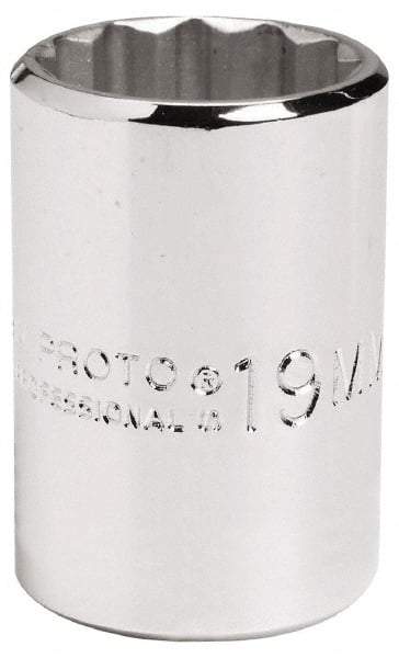 Proto - 1/2" Drive, Standard Hand Socket - 12 Points, 2-1/4" OAL, Alloy Steel, Chrome Finish - Exact Tool & Supply
