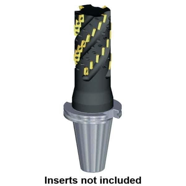 Kennametal - 2" Cut Diam, 155.45mm Max Depth of Cut, 12" OAL, Indexable Square Shoulder Helical End Mill - ADKT 2.32.. Inserts, CAT 50 Taper Shank - Exact Tool & Supply