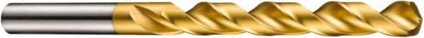 DORMER - 25/64" 130° High Speed Steel Jobber Drill - TiN Finish, Right Hand Cut, Spiral Flute, Straight Shank, 133mm OAL, ADX Point - Exact Tool & Supply