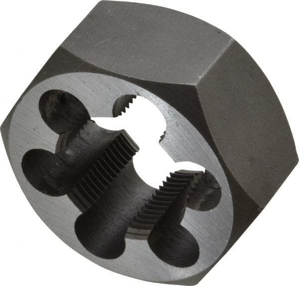 Interstate - 1-1/8 - 16 UNS Thread, 2" Hex, Right Hand Thread, Hex Rethreading Die - Carbon Steel, 1" Thick - Exact Tool & Supply