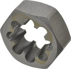 Interstate - 1-3/8 - 18 UNEF Thread, 2-3/8" Hex, Right Hand Thread, Hex Rethreading Die - Carbon Steel, 1" Thick - Exact Tool & Supply