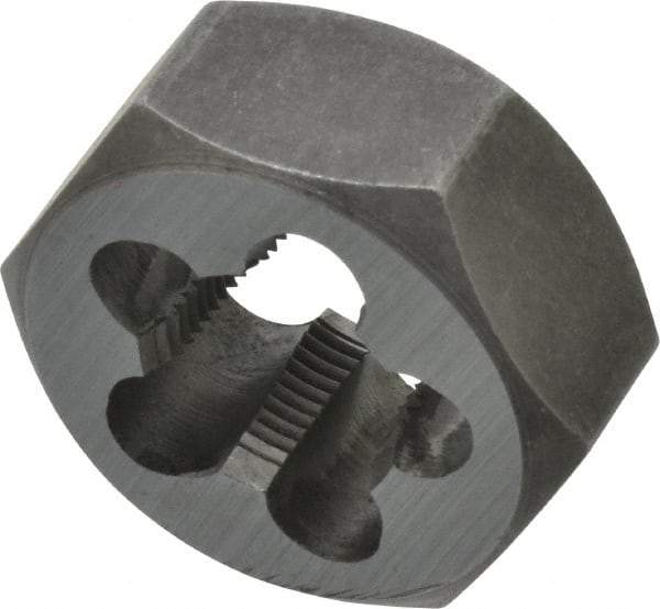 Interstate - 1/2-28 UNEF Thread, 1-1/16" Hex, Right Hand Thread, Hex Rethreading Die - Carbon Steel, 1/2" Thick - Exact Tool & Supply