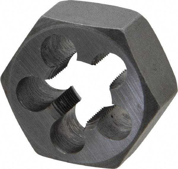 Interstate - 1/2-32 UNS Thread, 1-1/16" Hex, Right Hand Thread, Hex Rethreading Die - Carbon Steel, 1/2" Thick - Exact Tool & Supply